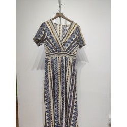 Summer Bohemian Style V-Neck High Waist Dress