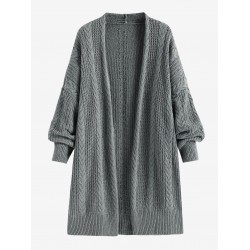 Women's Daily Retro Style Solid Color Cable Knit Open Front Drop Shoulder Oversized Cardigan